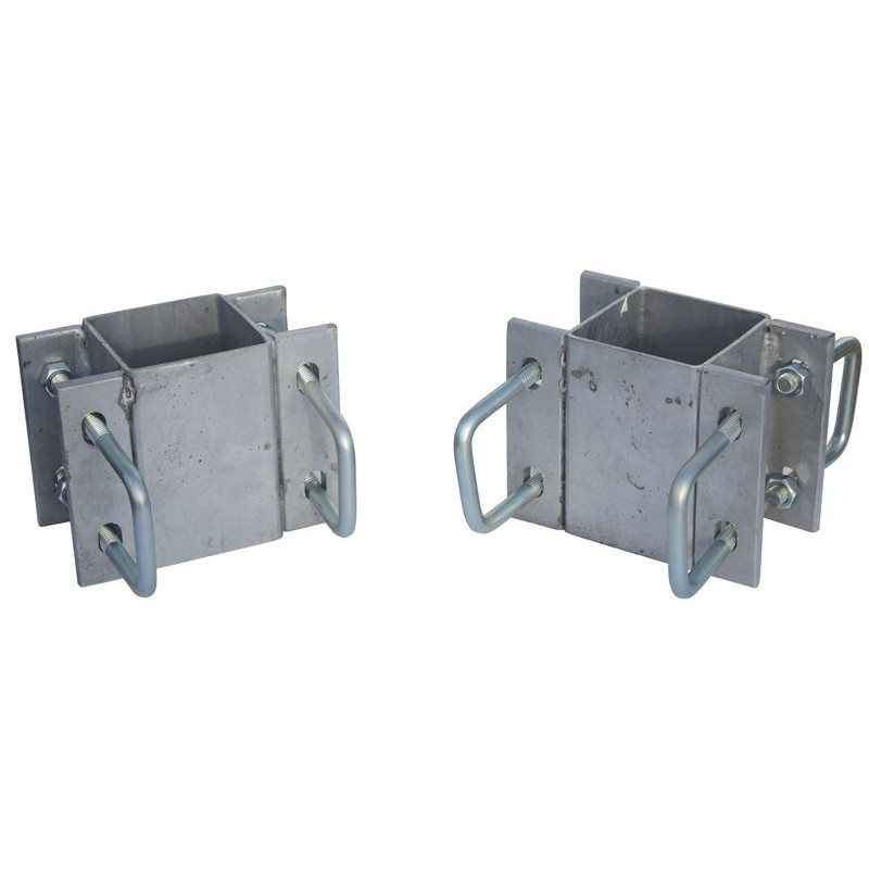 Fastening bracket with 8 square 60 mm U-bolts for square 80 x 80 mm posts