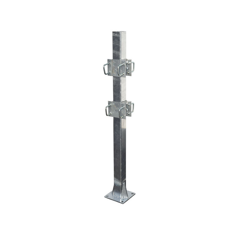 Fastening bracket with 8 square 60 mm U-bolts for square 80 x 80 mm posts