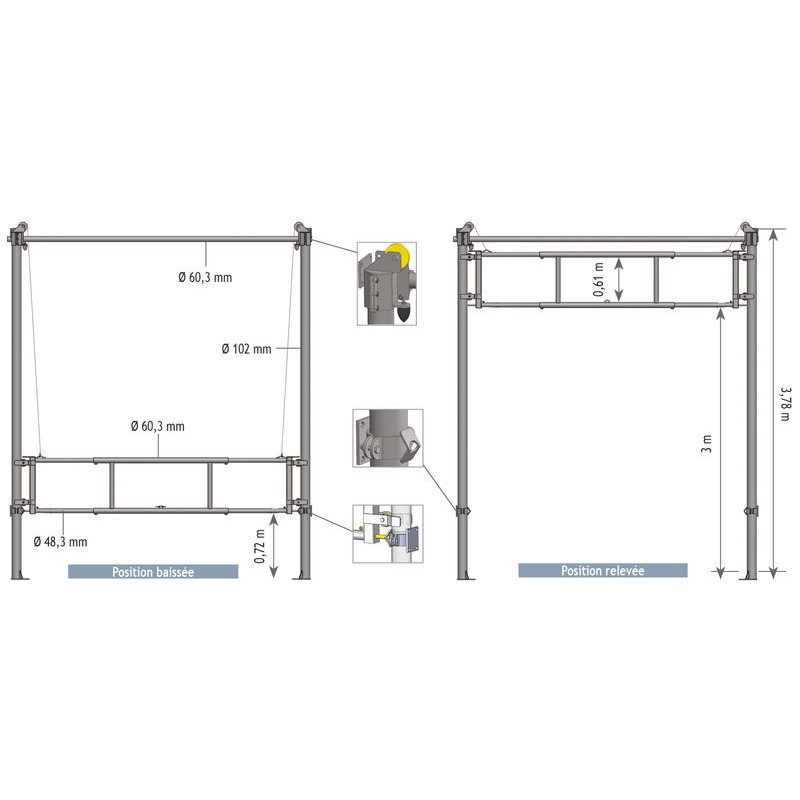 3.40/4.50 m lifting partition barrier for cubicle corridor