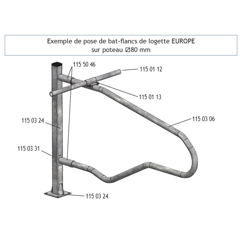 EUROPE cubicle divider for adult cows L. 2200 x h. 840 mm EUROPE cubicle divider for adult cows L. 2200 x h. 840 mm
