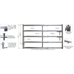 5-rail rear panel for 0.90/2 m stall barrier 