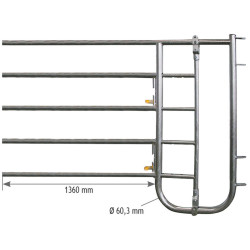5-rail front end with man/calf passage gate H. 1.15 m 5-rail front end with man/calf passage gate H. 1.15 m
