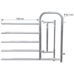 5-rail front end with man passage gate for stall barrier H. 1.15 m 5-rail front end with man passage gate for stall barrier H. 1.15 m