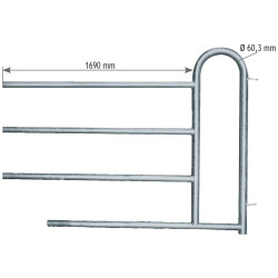4-rail (Ø 48.3 mm) front end with man passage opening H. 1.15 m 4-rail (Ø 48.3 mm) front end with man passage opening H. 1.15 m