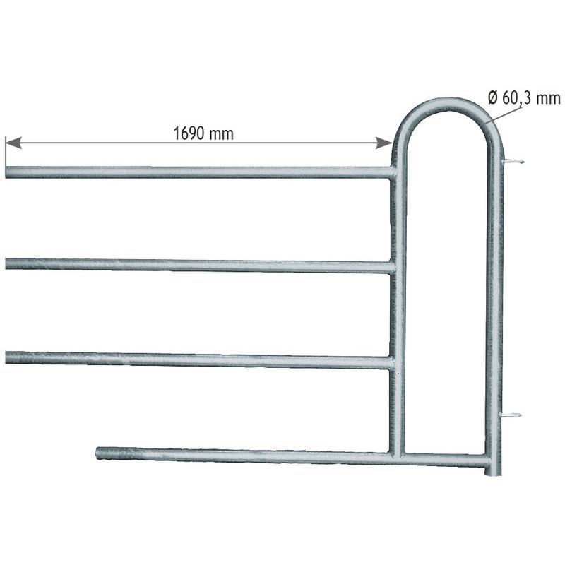 4-rail (Ø 48.3 mm) front end with man passage opening H. 1.15 m 4-rail (Ø 48.3 mm) front end with man passage opening H. 1.15 m