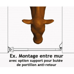 Extendable 2-rails anti-backing gate for animal opening or corridor