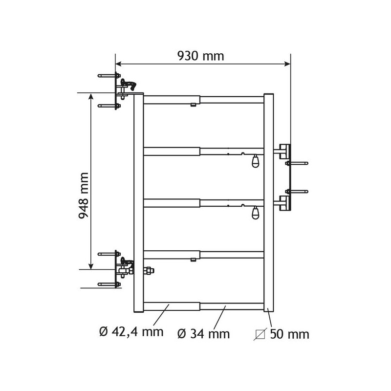 Extendable 5-rail gate with EASYLOCK latch for animals Extendable 5-rail gate with EASYLOCK latch for animals