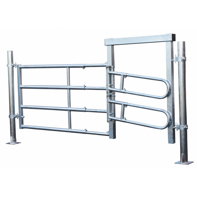 Extendable 2-rails anti-backing gate for animal opening or corridor